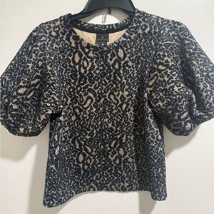 Worthington Black and Gold Animal Print Blouse